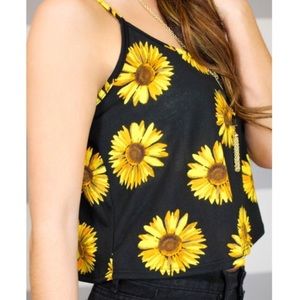 Vintage Sunflower Print Crop Top